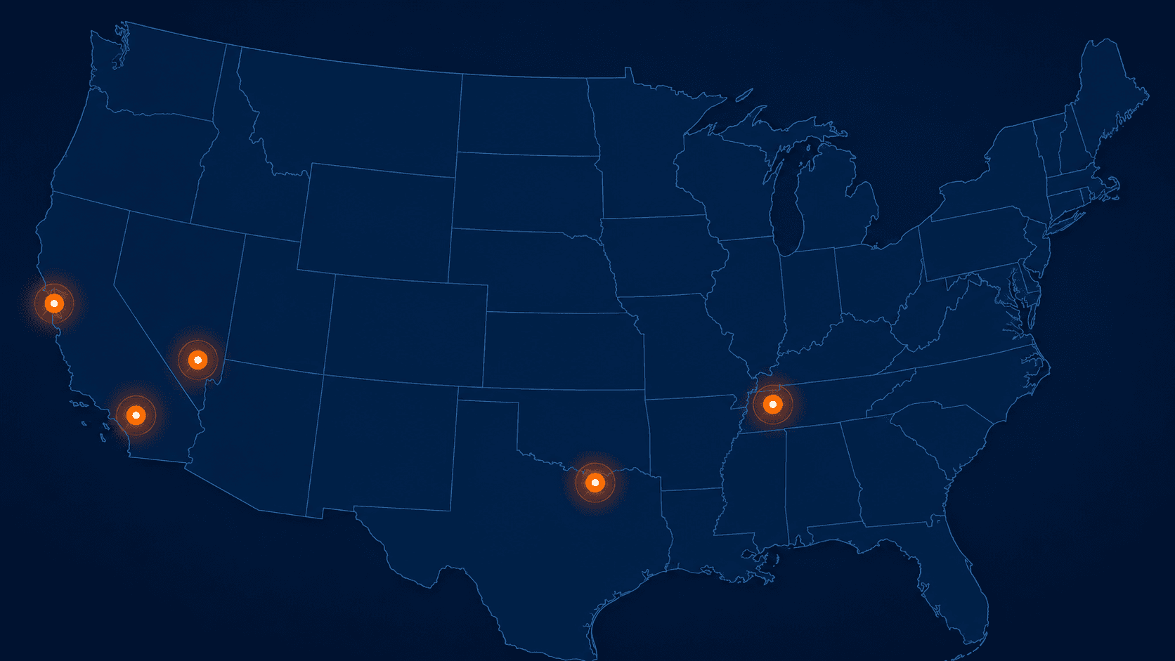 AES field coverage map — active markets across the U.S. and Canada